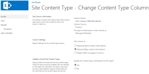 Change Product Content Type Column